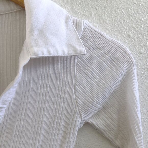 CLYQUE White Collared Rib Long Sleeve Bodysuit Size XS - Picture 5 of 6